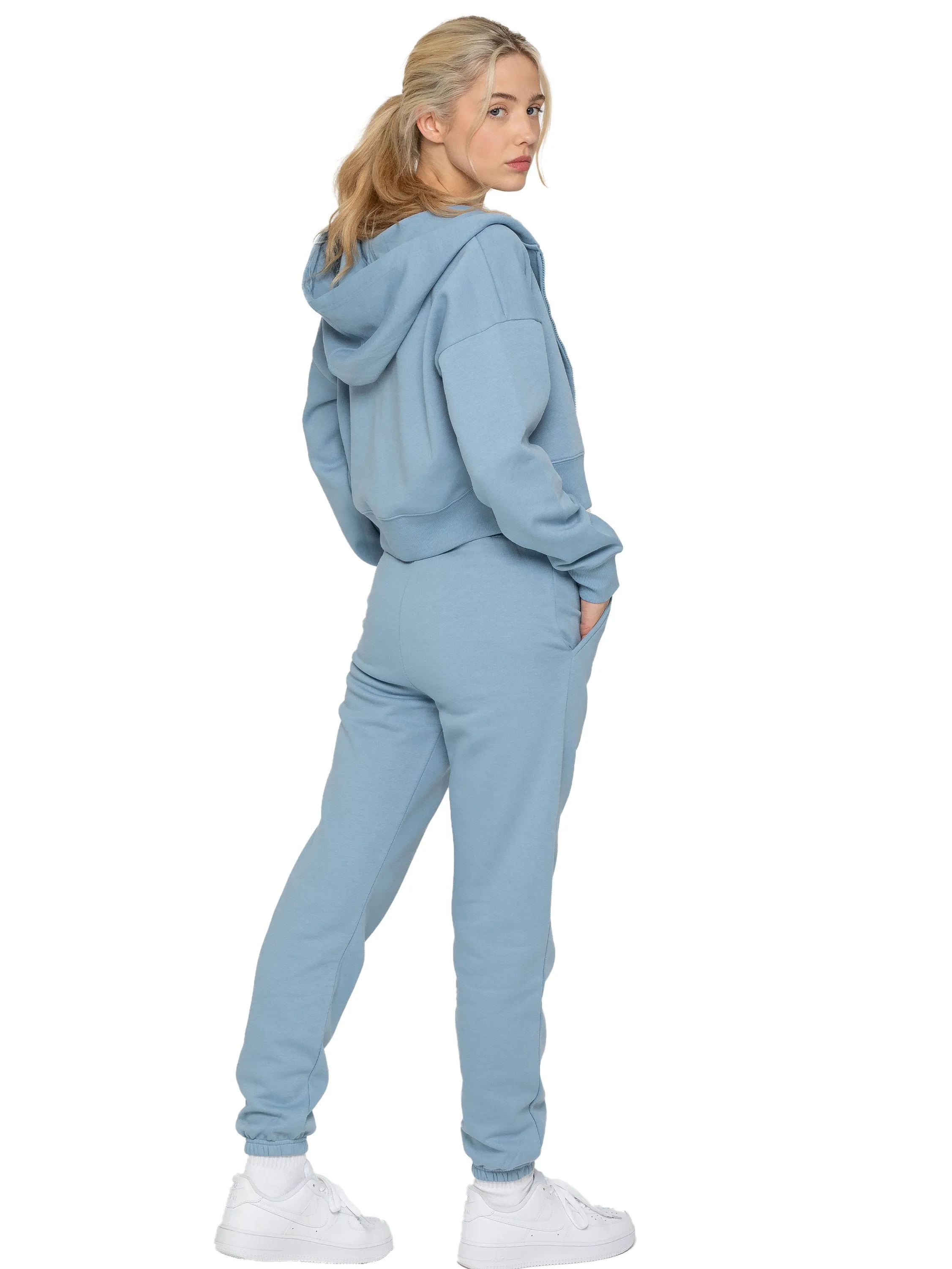 Enzo | Womens Crop Zip Hoodie Tracksuit Set