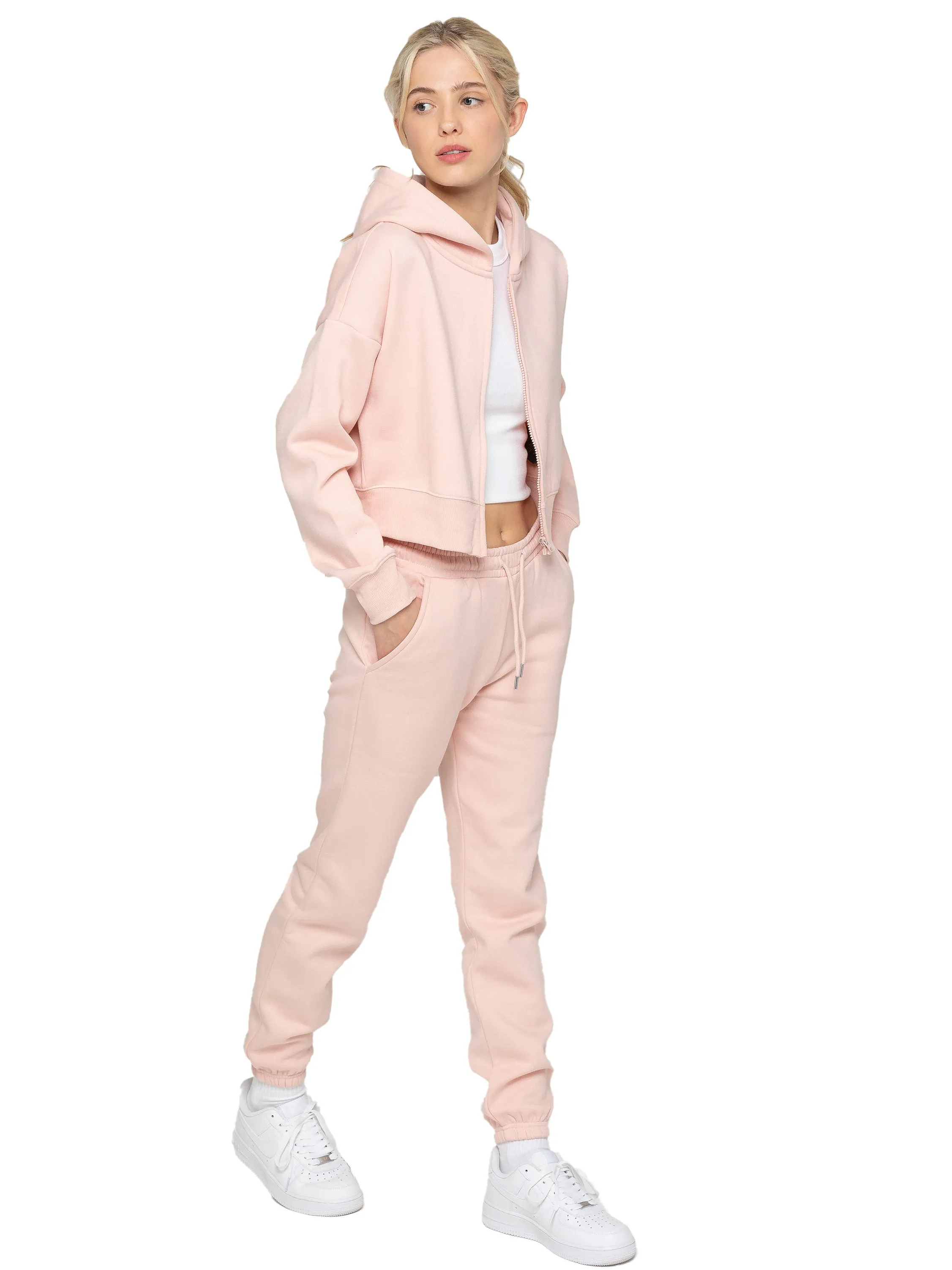 Enzo | Womens Crop Zip Hoodie Tracksuit Set