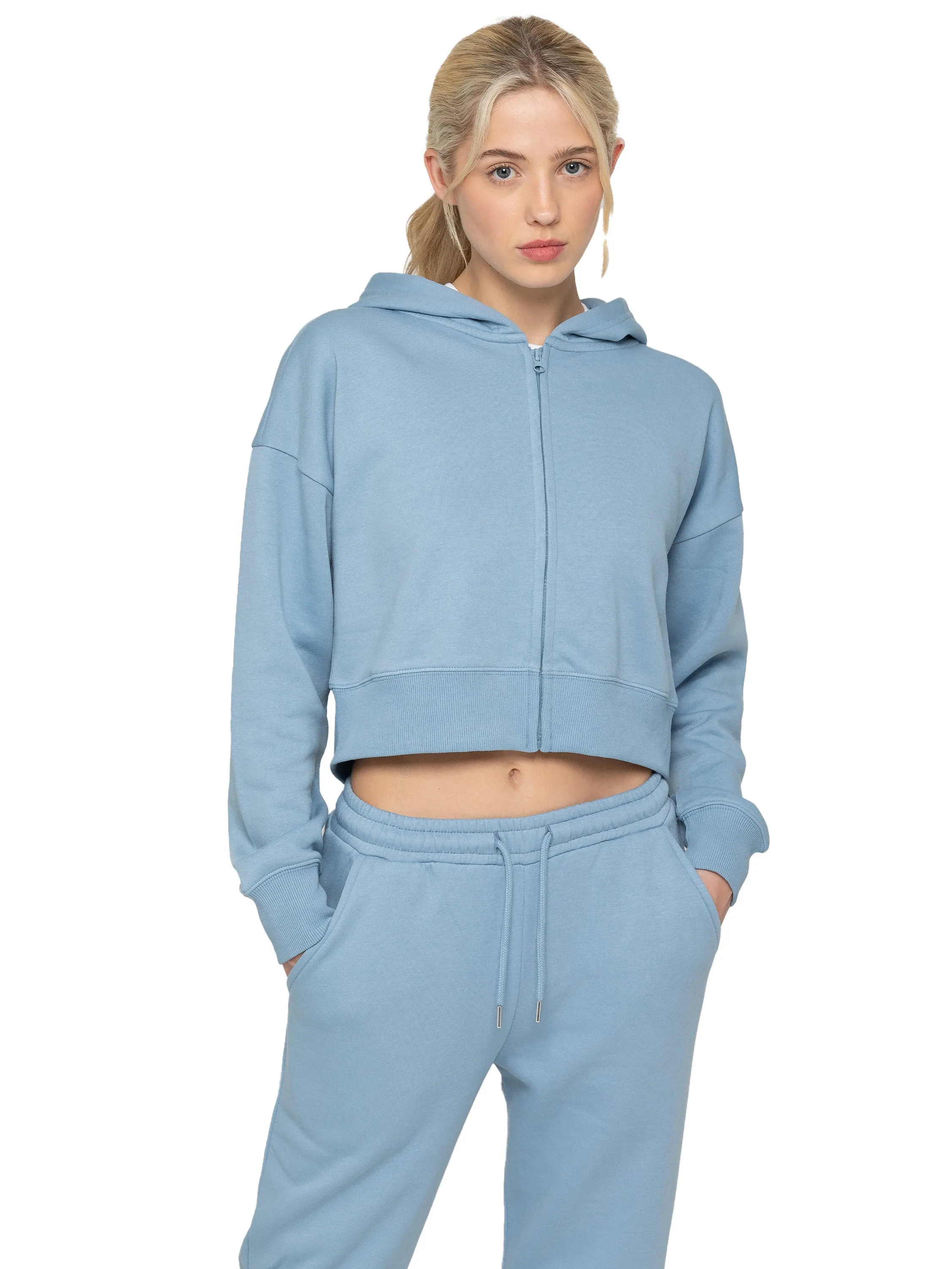 Enzo | Womens Crop Zip Hoodie Tracksuit Set