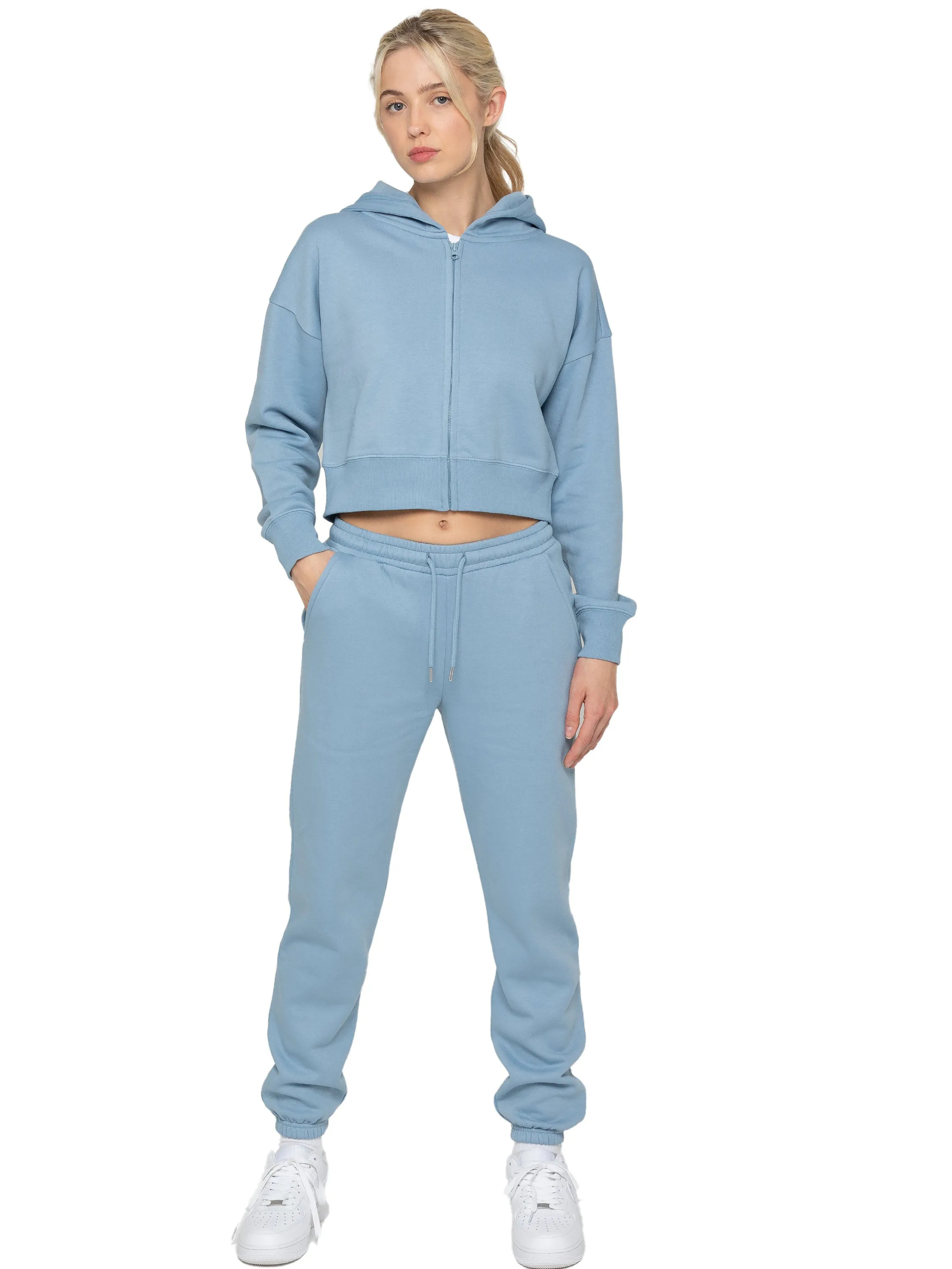 Enzo | Womens Crop Zip Hoodie Tracksuit Set