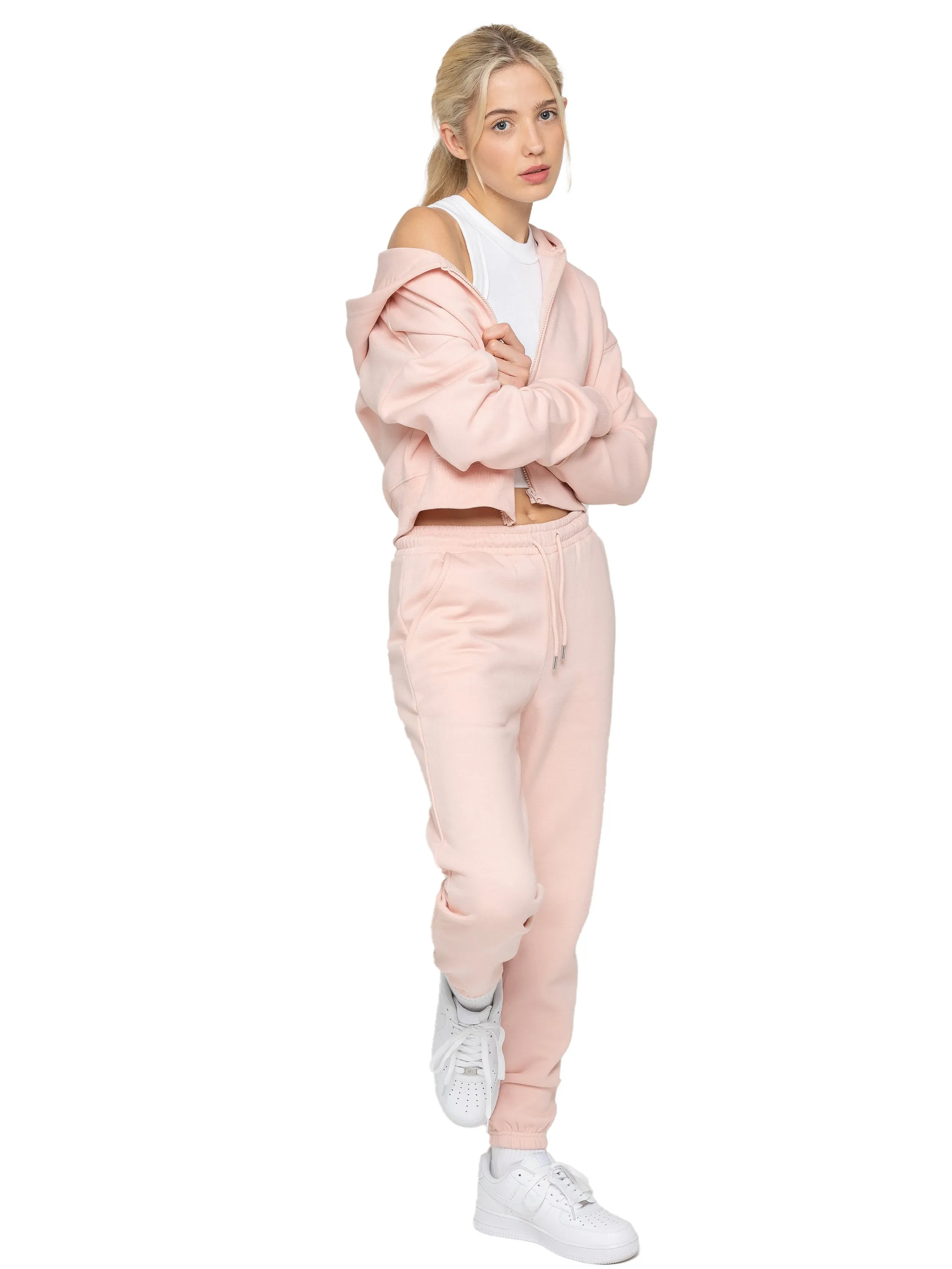 Enzo | Womens Crop Zip Hoodie Tracksuit Set