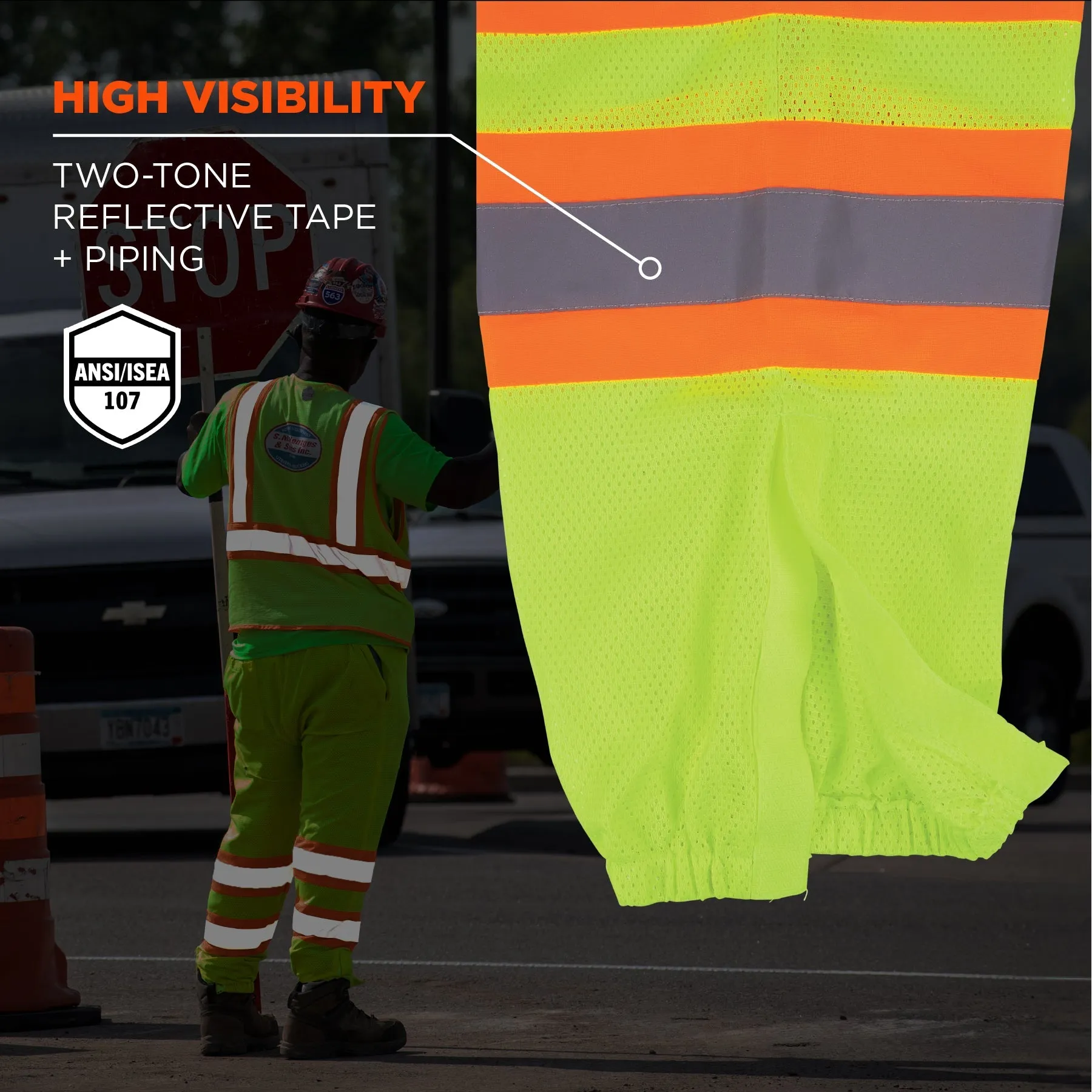 Ergodyne GloWear 8911 Class E Hi-Vis Two-Tone Pant - Lime