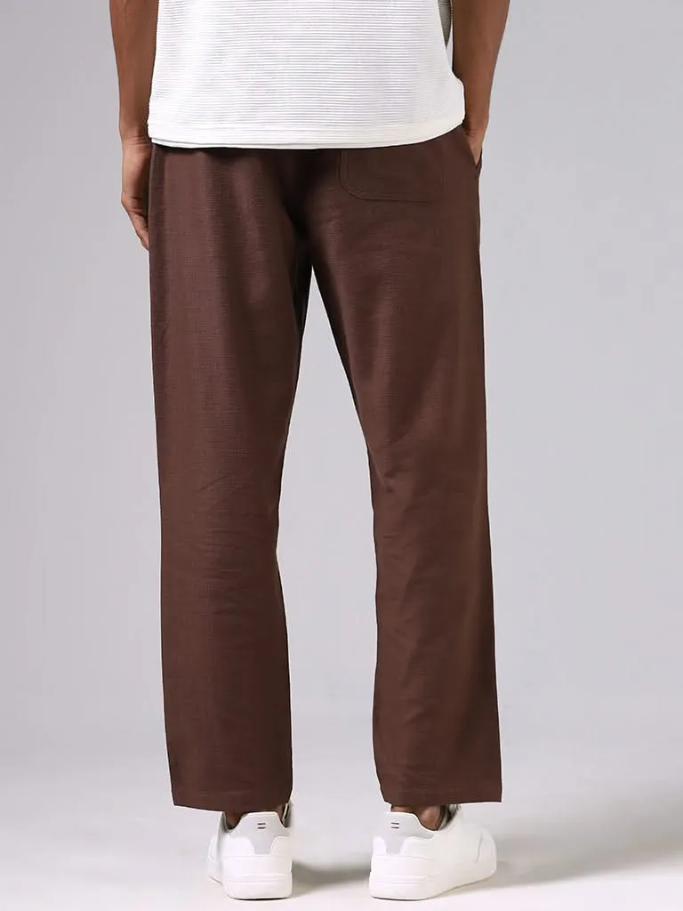 ETA Coco Brown Cotton Slim-Fit Mid-Rise Chinos