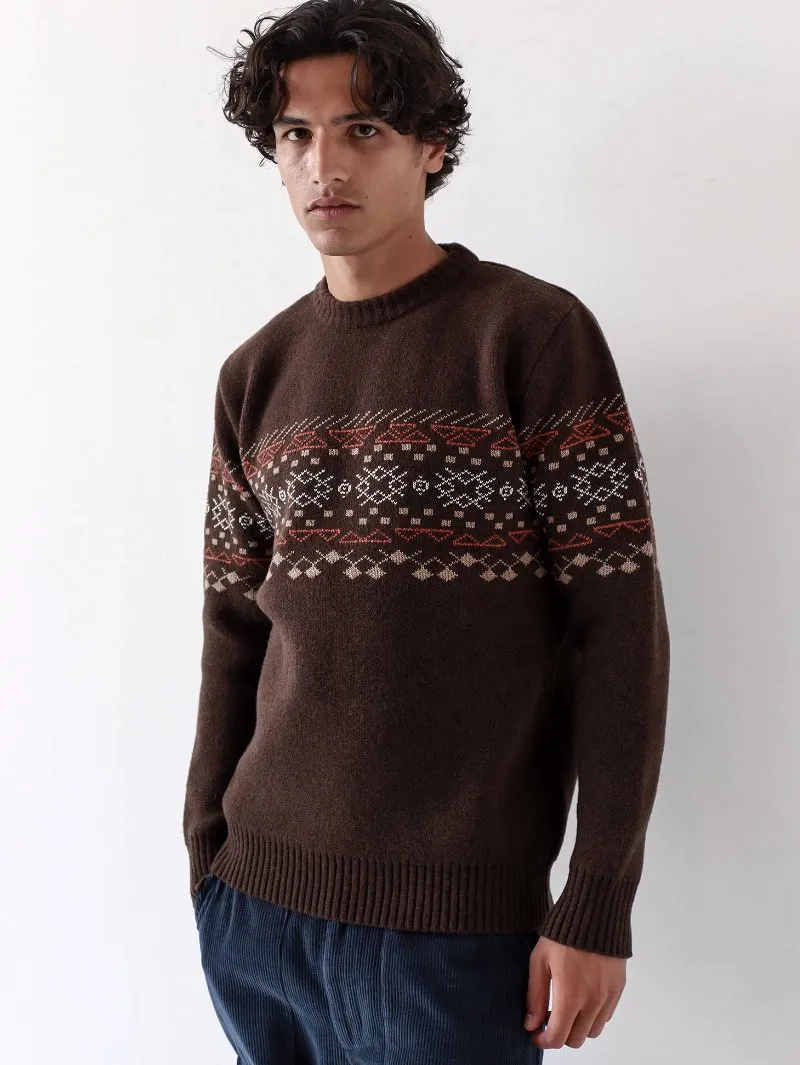 Far Afield Uichi Knit - Slate Brown Fair Isle