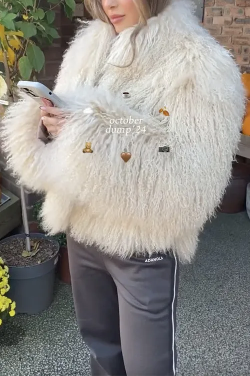 Febedress Open Front Winter Faux Fur Teddy Coat