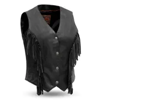 FIL572SDM | Apache - Women's Motorcycle Fringe Leather Vest