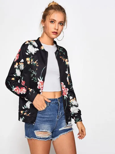 Floral passion bomber fashion jacket