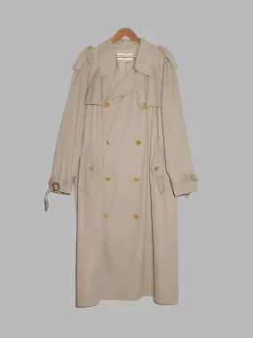 Grass Men's 1980s beige cotton double breasted trench coat - L M