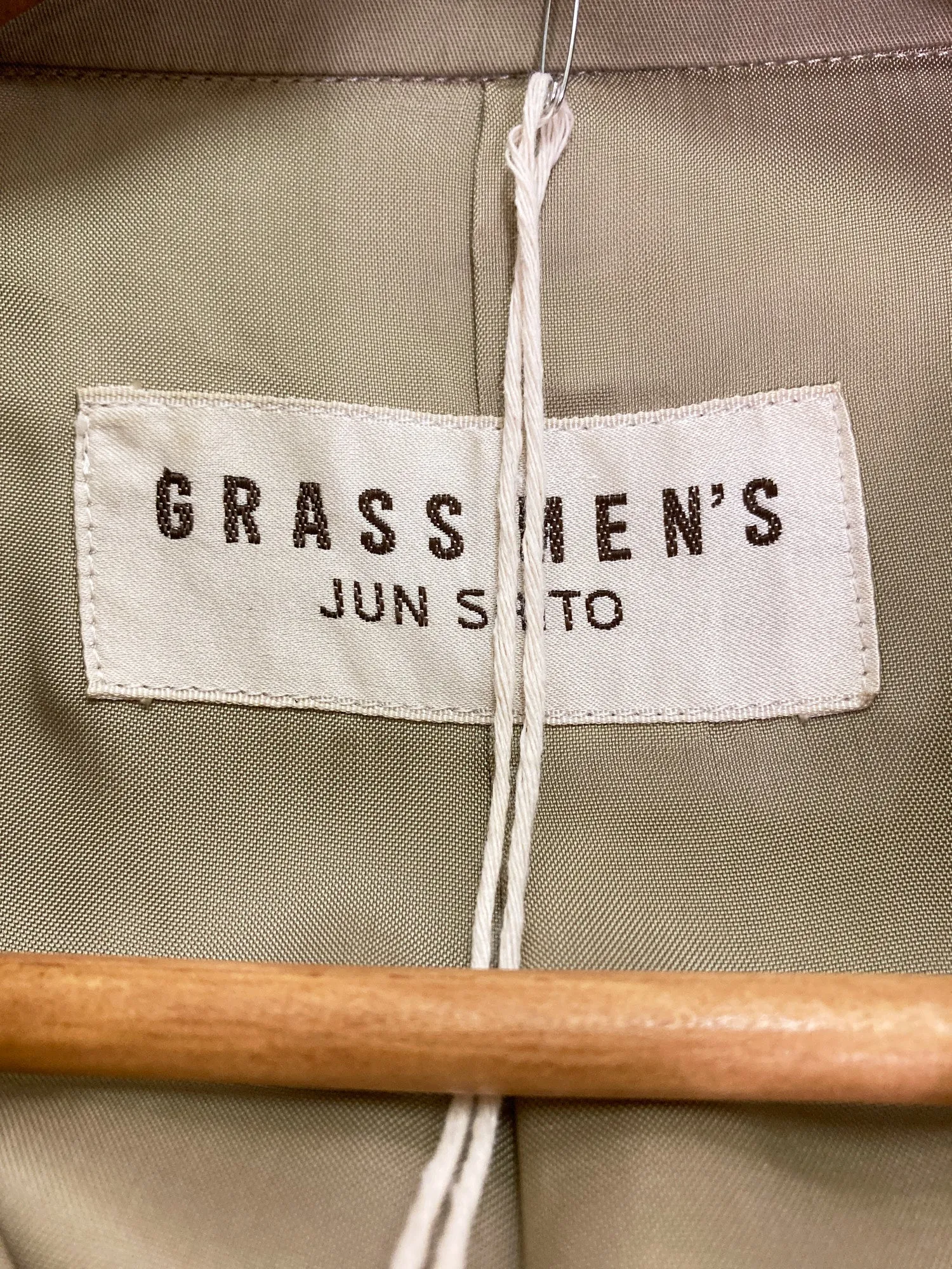 Grass Men's 1980s beige cotton double breasted trench coat - L M