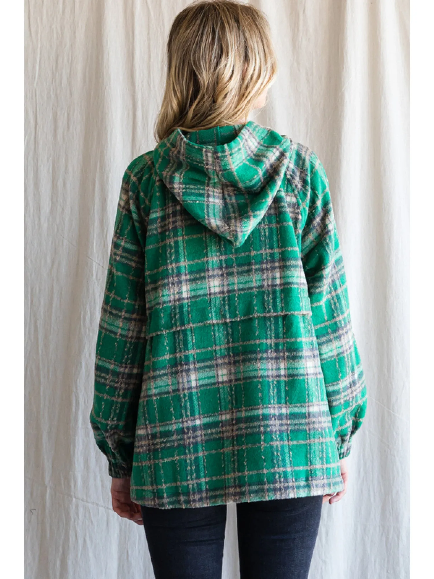 Green Plaid Tweed Pullover