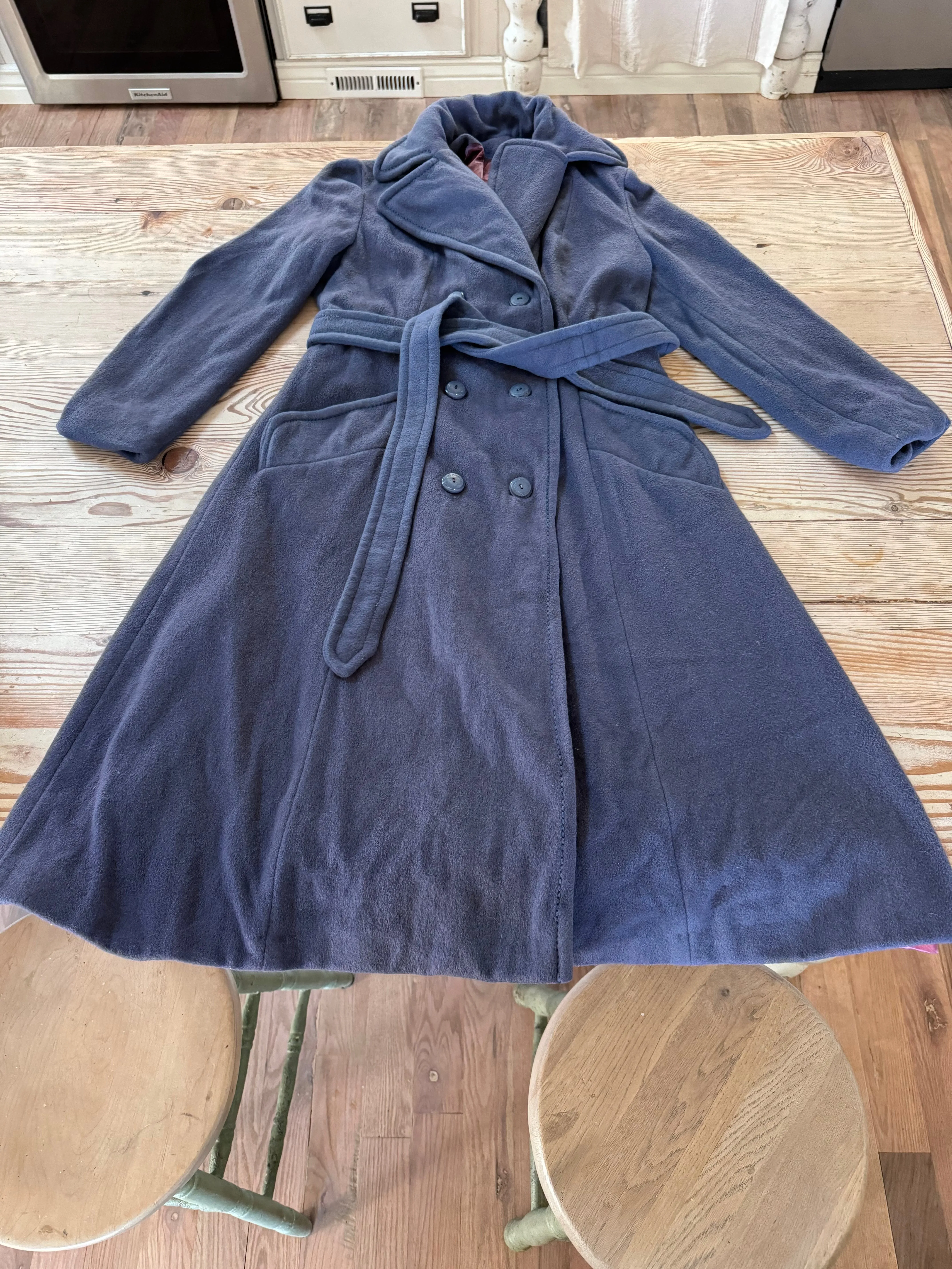 Holly Plush Wool Trench Coat -Blue Woman’s Small - Will be steamed