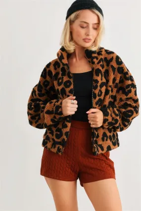 Hot Girl Gone Wild Leopard Fuzzy Teddy Jacket