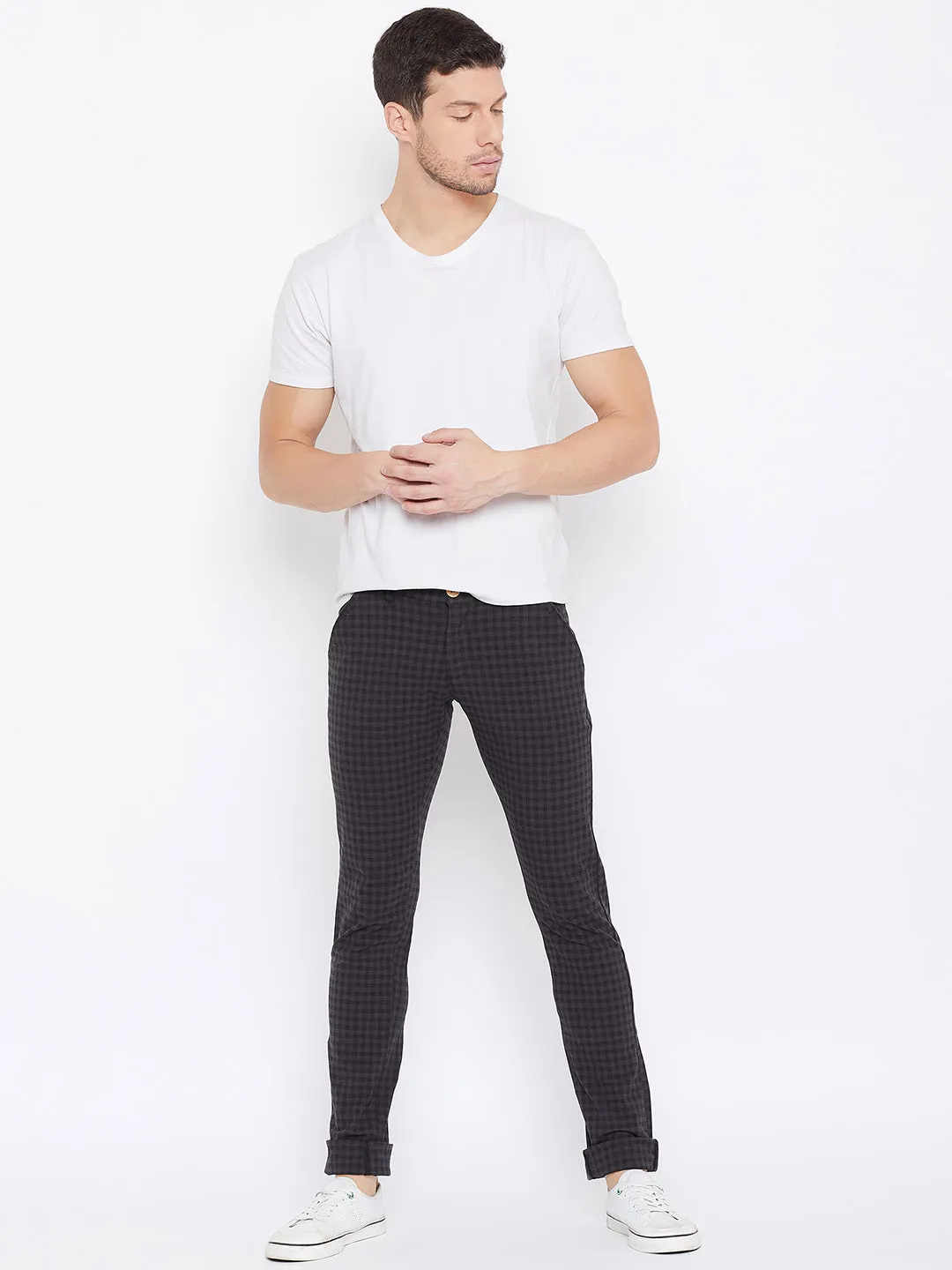 JUMP USA Men Charcoal Casual Relaxed Fit Chinos