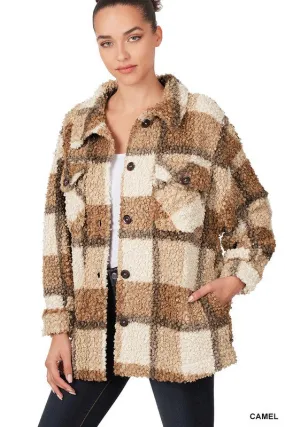 Juniper Plaid Sherpa Shacket with Pockets