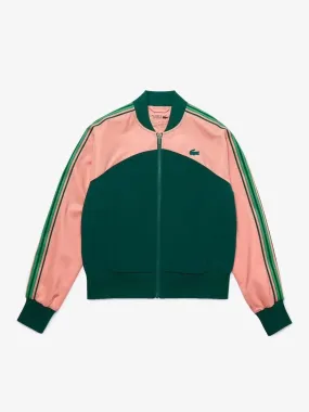 Lacoste Women's Sport Loose Fit Colorblock Zip Teddy Jacket Pink/Green BF6982 1RK