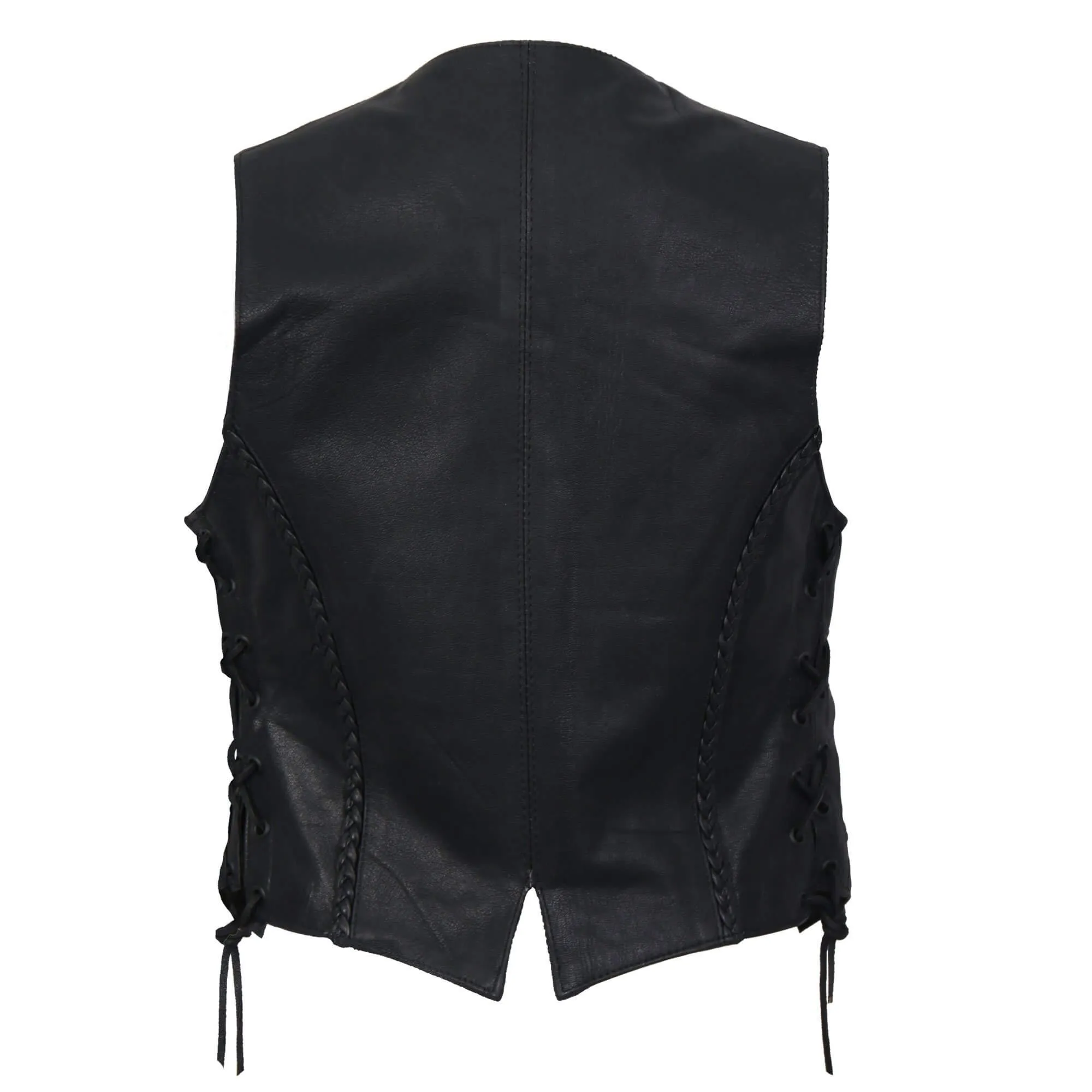 Ladies Black Leather Vest, VSL1006-HL