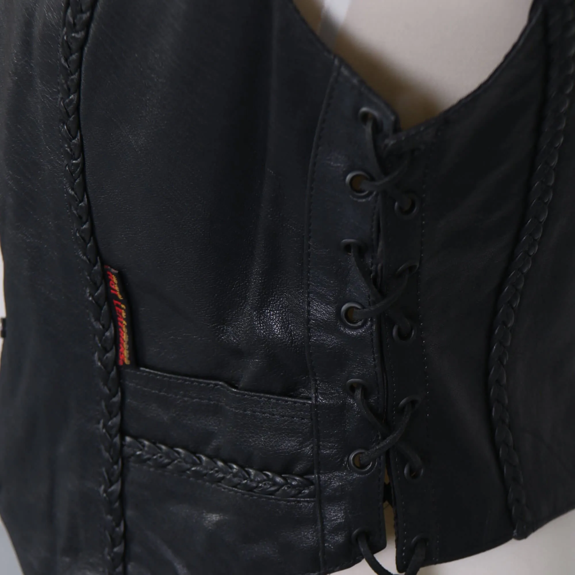 Ladies Black Leather Vest, VSL1006-HL