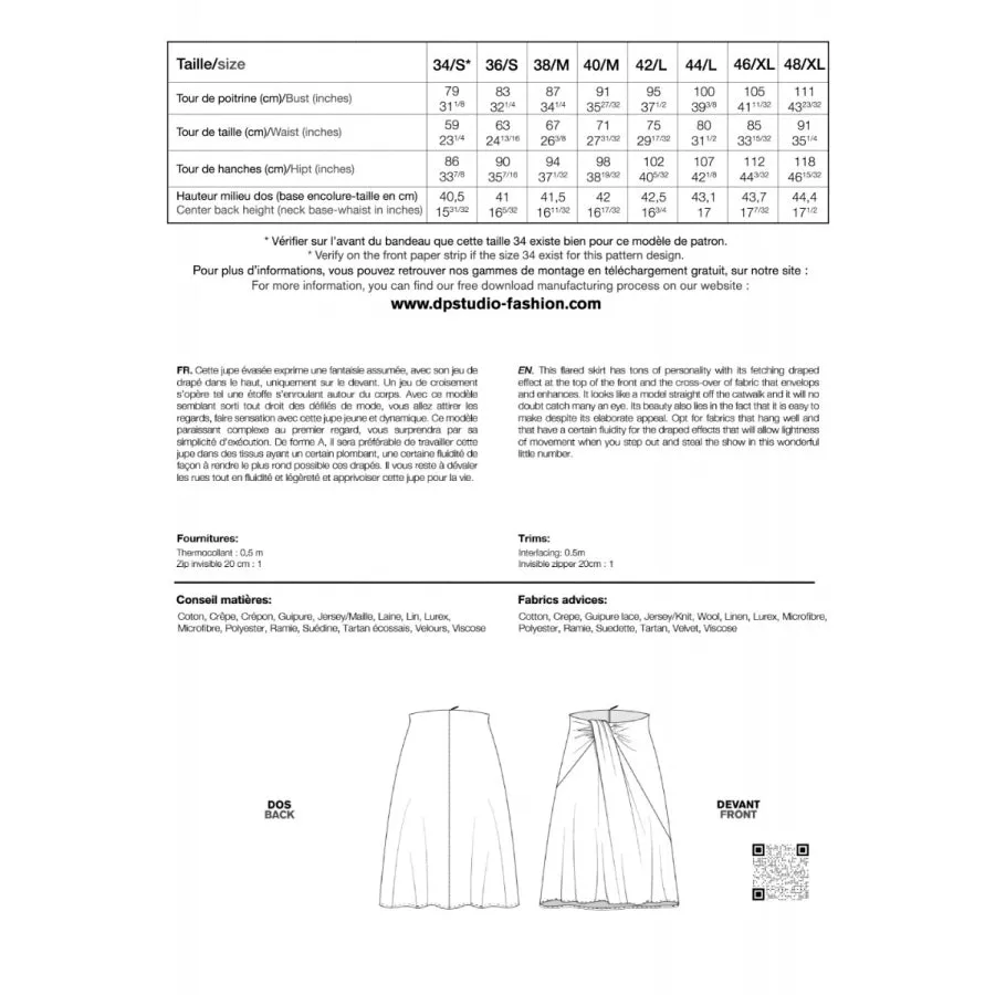 Le 417 - Straight skirt with yoke and pleats