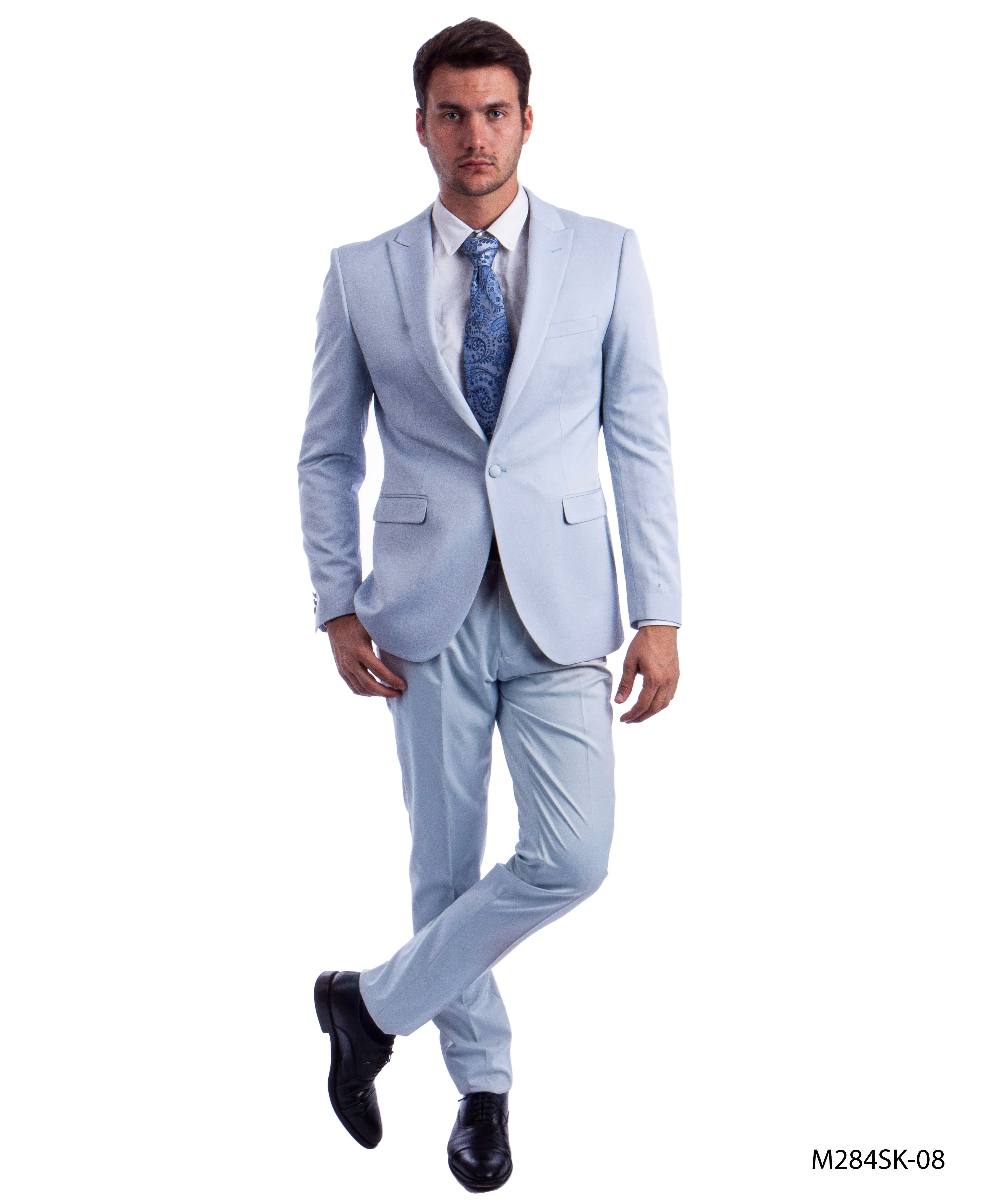 Light Blue 2 PC Solid Suit - Slim Fit