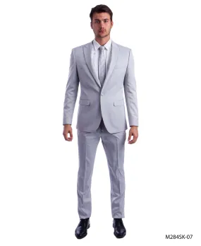 Light Gray 2 PC Solid Suit - Slim Fit