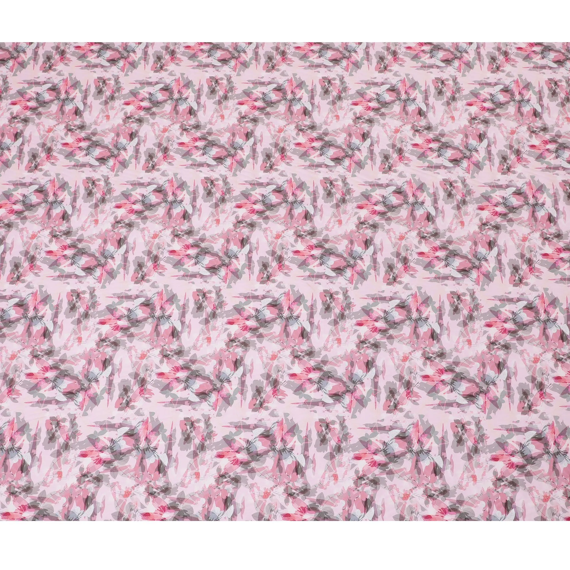 Light pink cotton satin fabric with multicolor print in floral design-D16788