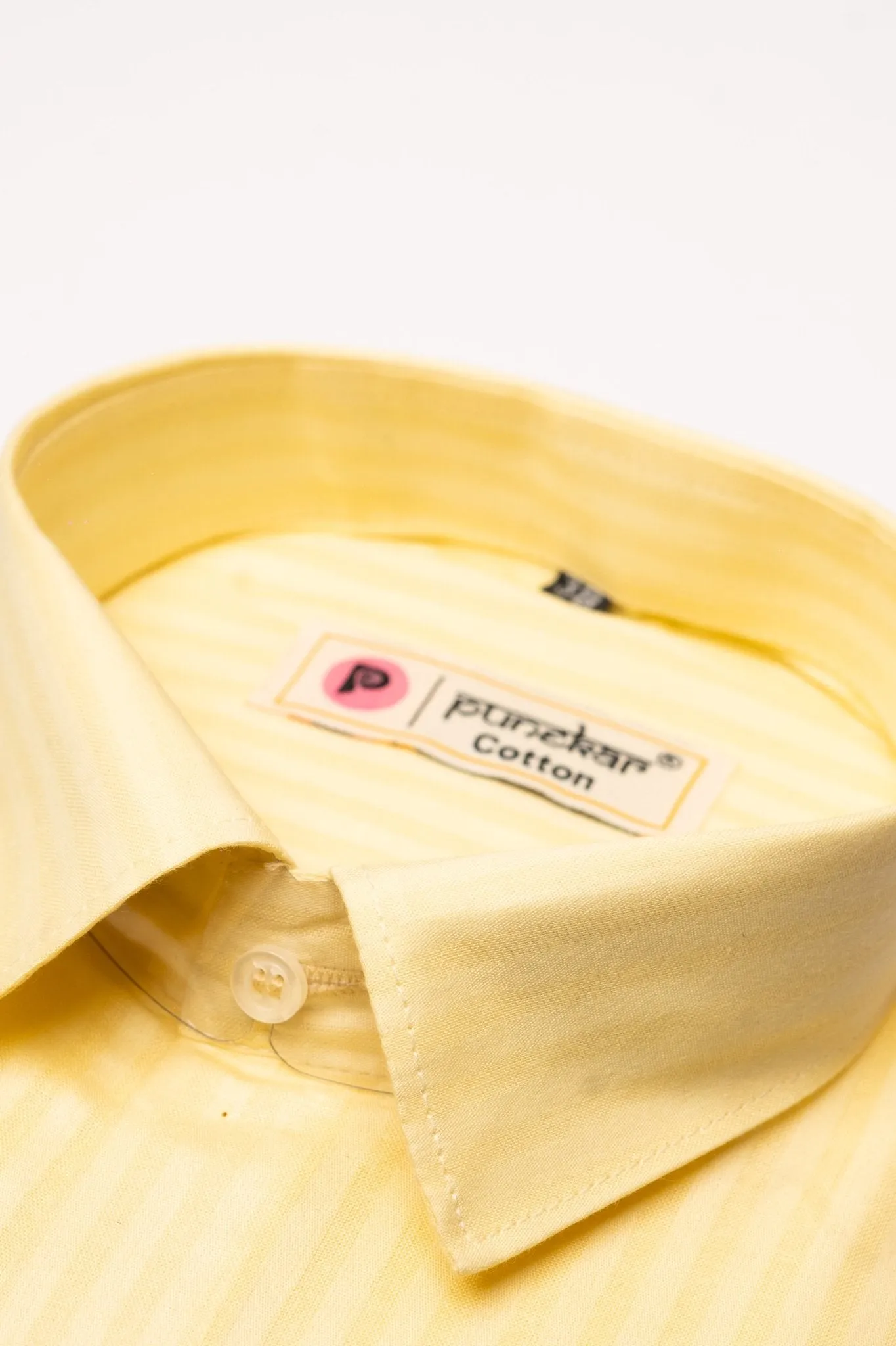 Light Yellow Color vertical Cotton stripe Shirt For Men