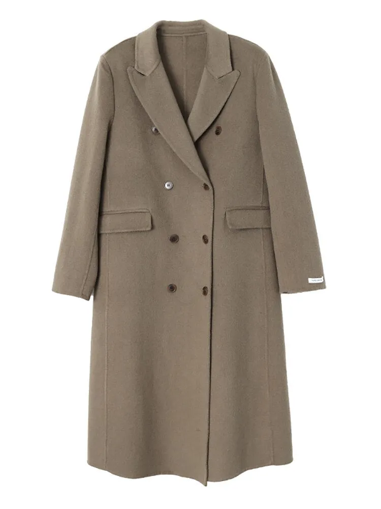 Long Wool Coat Women's Woolen Coat Notched Collar Overcoat Autumn 2022 New