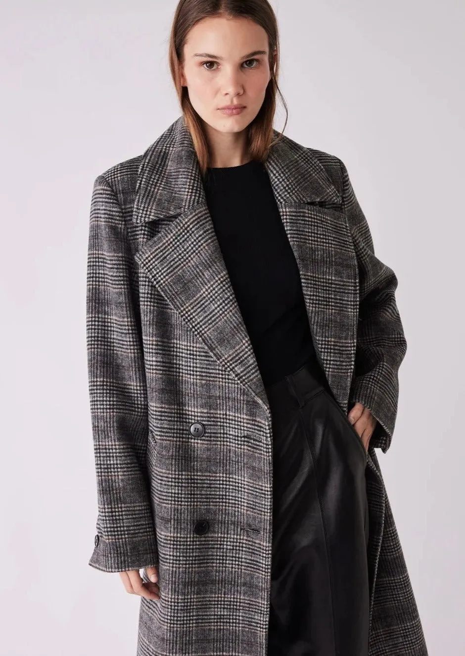 Lyon Coat Grey/ Brown Check