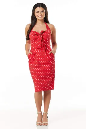 Lyric Halterneck Red Polka Dot  with a Bow