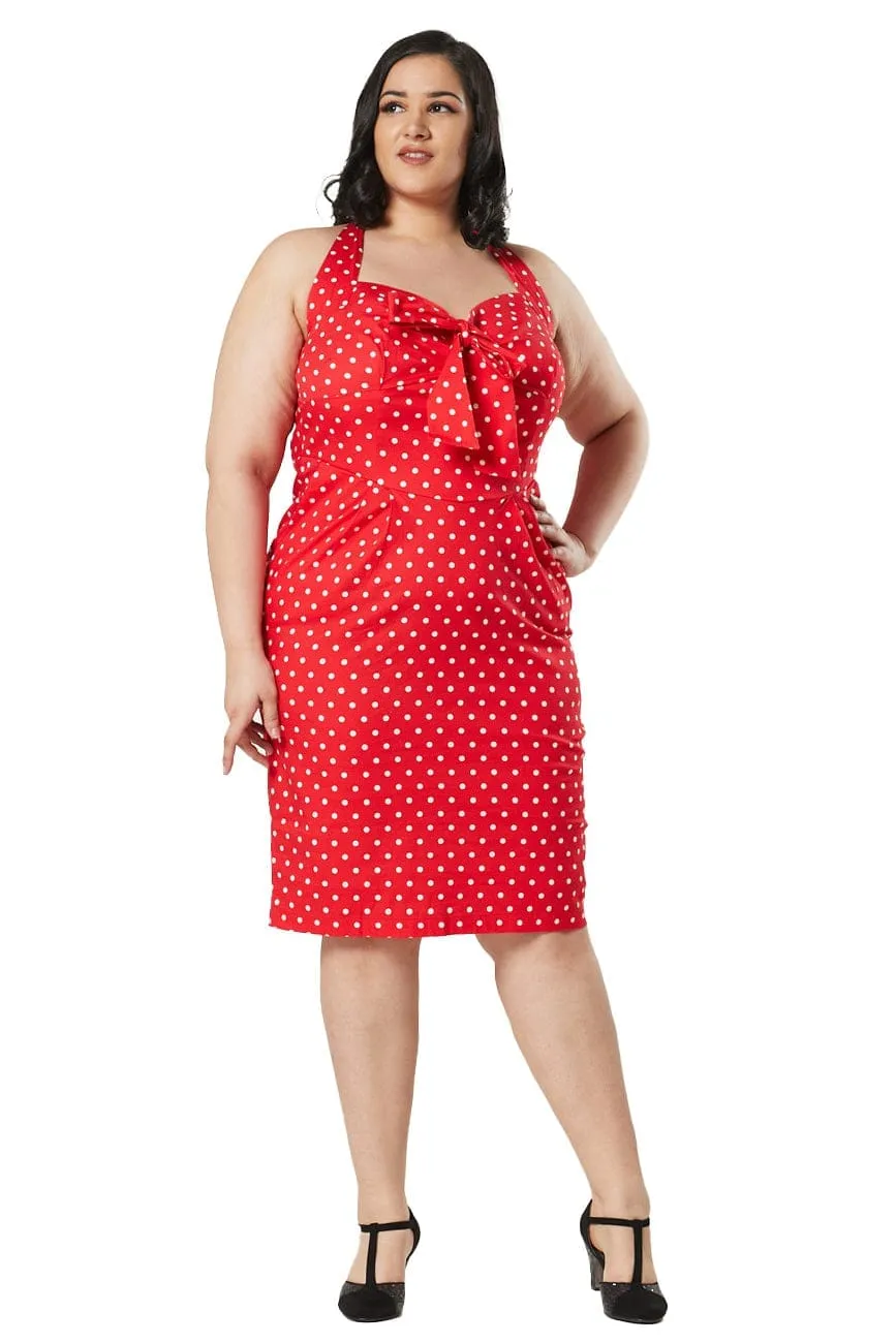 Lyric Halterneck Red Polka Dot  with a Bow