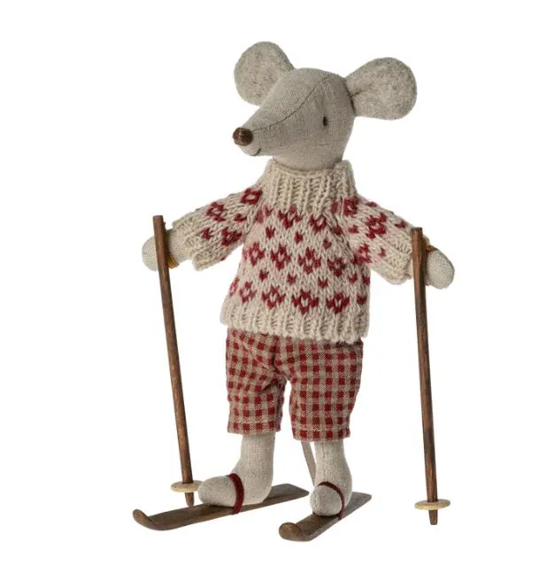 Maileg Winter Mouse with Ski Set- Mum