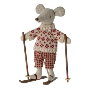 Maileg Winter Mouse with Ski Set, Mum