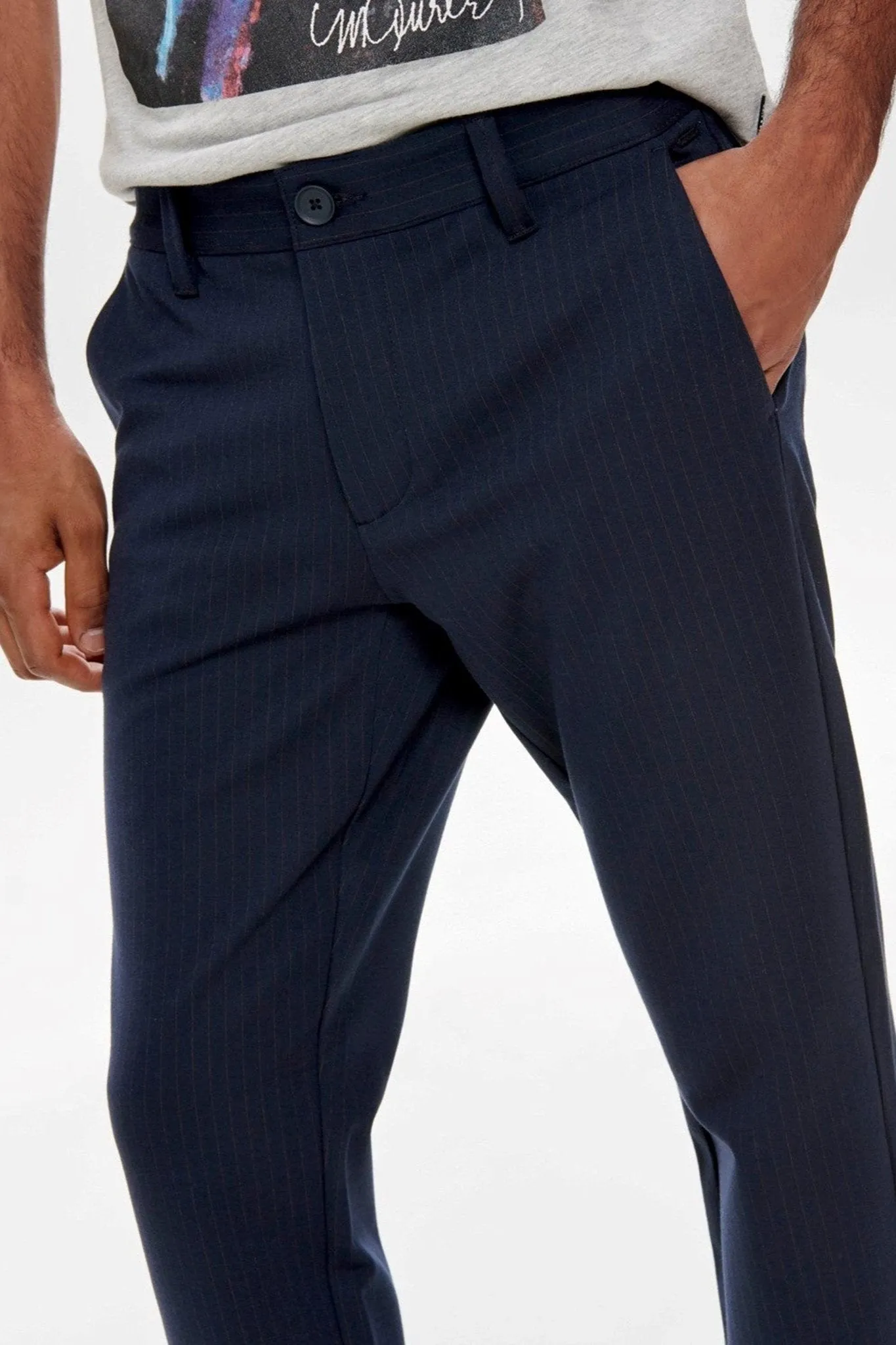 Mark Striped Trousers - Rosin/Dark Navy