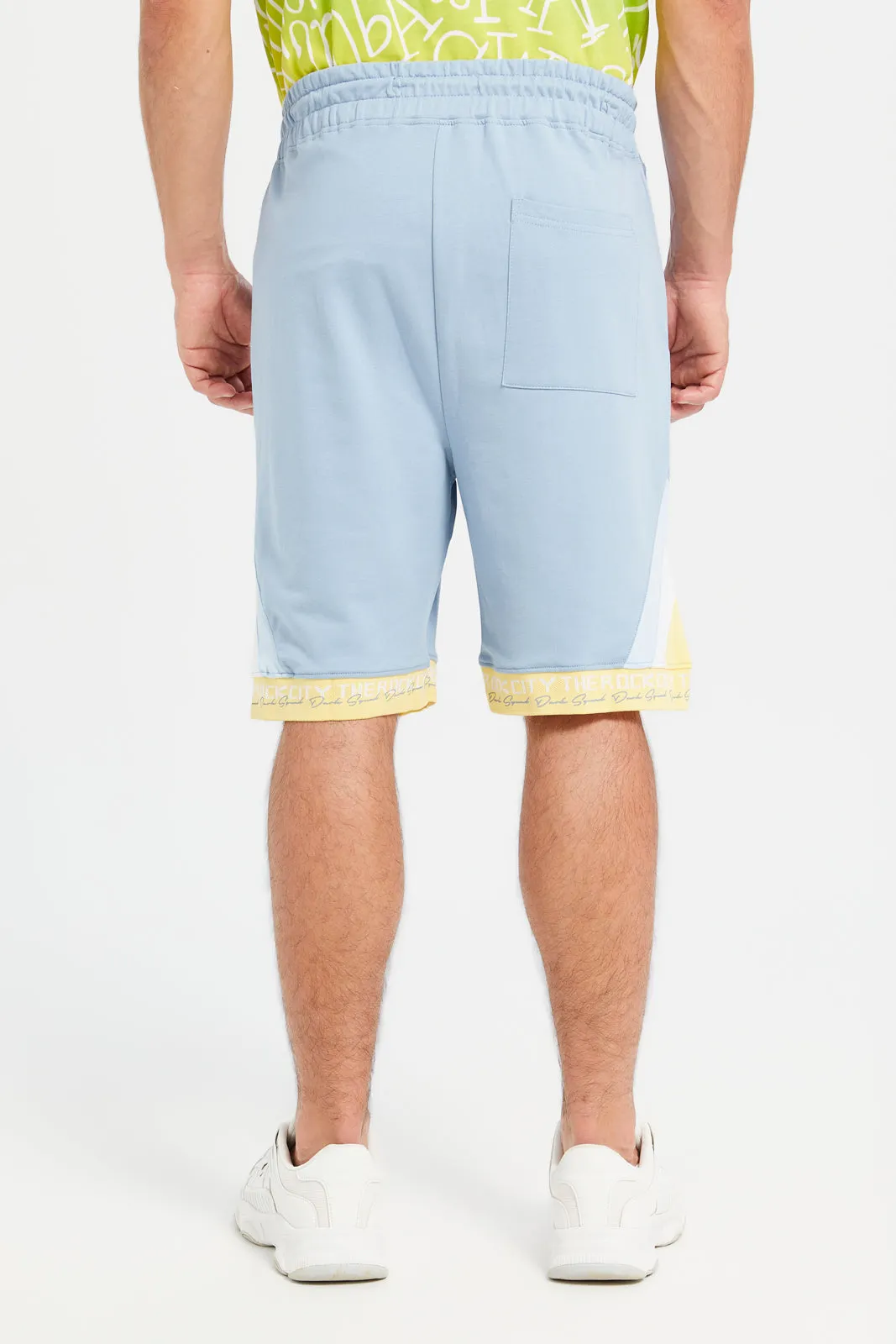 Men Blue Color Block Shorts