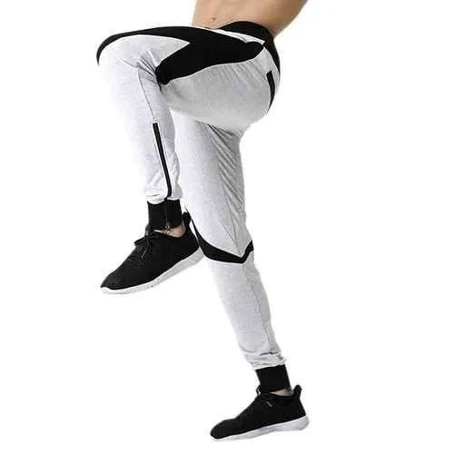 Men's Casual Stitching Color Slim Fit Joggers Sport Pants