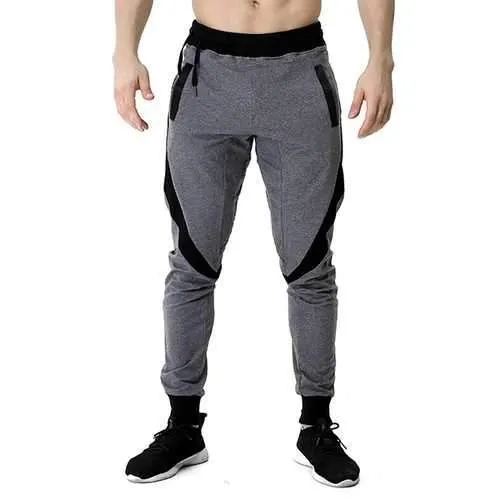 Men's Casual Stitching Color Slim Fit Joggers Sport Pants