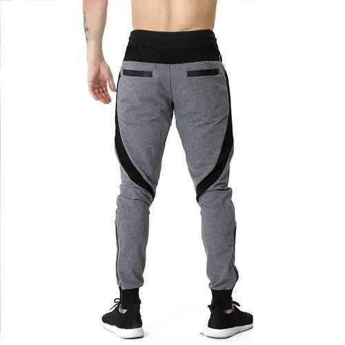 Men's Casual Stitching Color Slim Fit Joggers Sport Pants