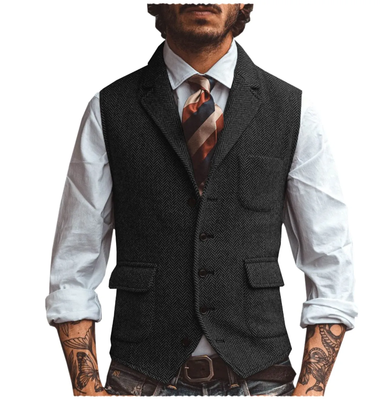 Men's Vest Notch Lapel Single Breasted Waistcoat