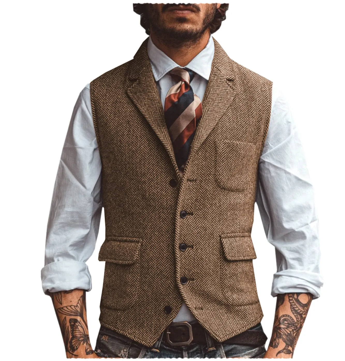 Men's Vest Notch Lapel Single Breasted Waistcoat