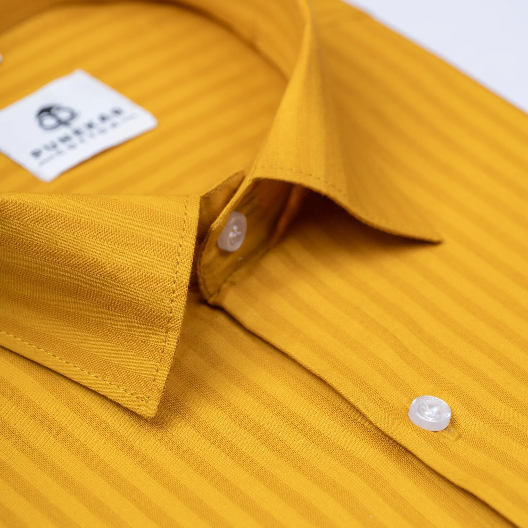 Mustard yellow Color vertical Cotton stripe Shirt For Men