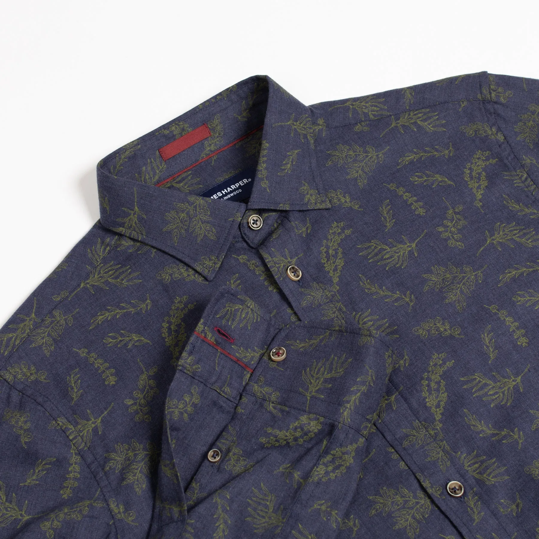 Navy Twigs Cotton Flannel Shirt