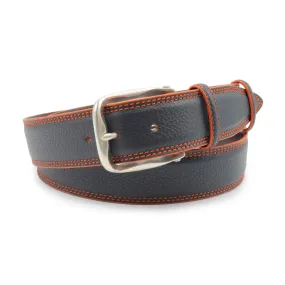 Navy/Orange Tumbled Prong Belt