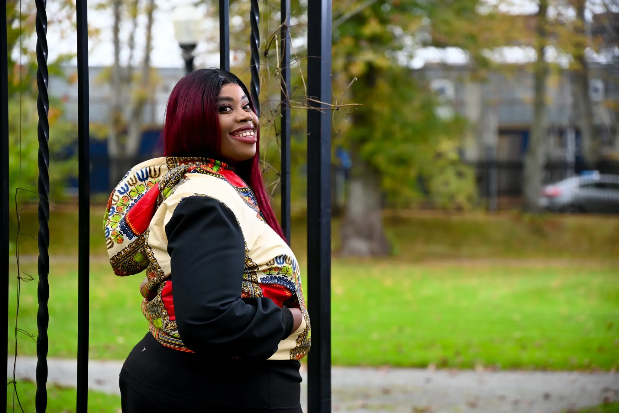 Naya African Print Bomber Jacket With Hoodie