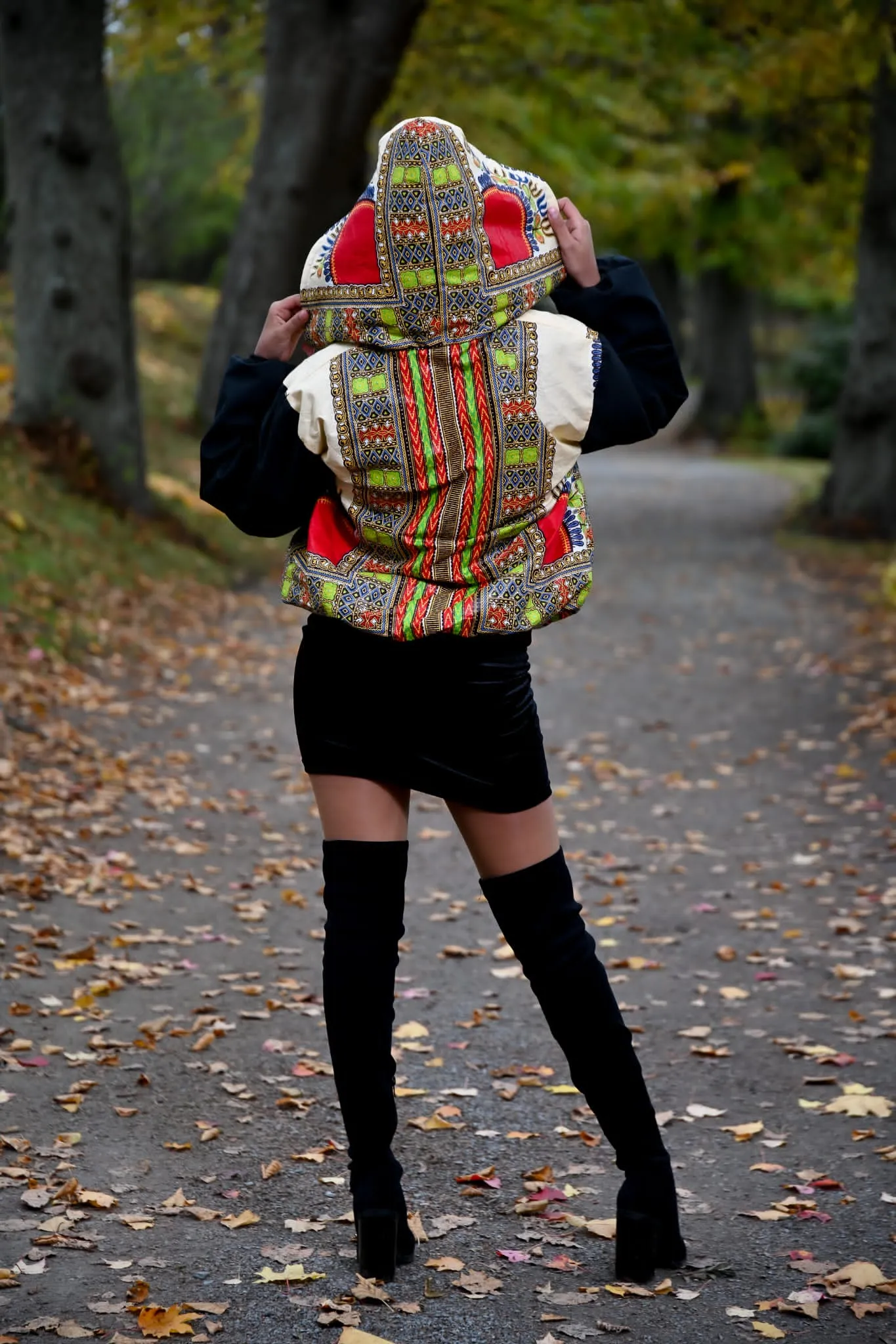 Naya African Print Bomber Jacket With Hoodie