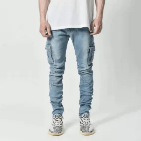 New style jeans men's side pocket skinny jeans