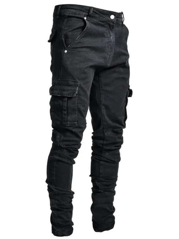 New style jeans men's side pocket skinny jeans