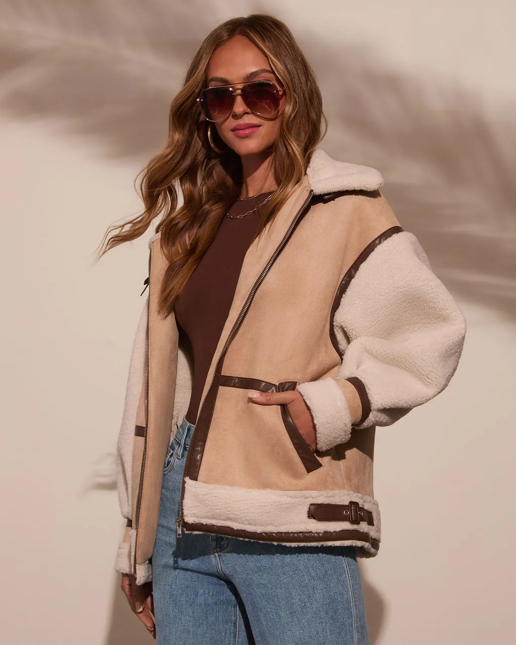 No Chill High Neck Suede Belted Jacket