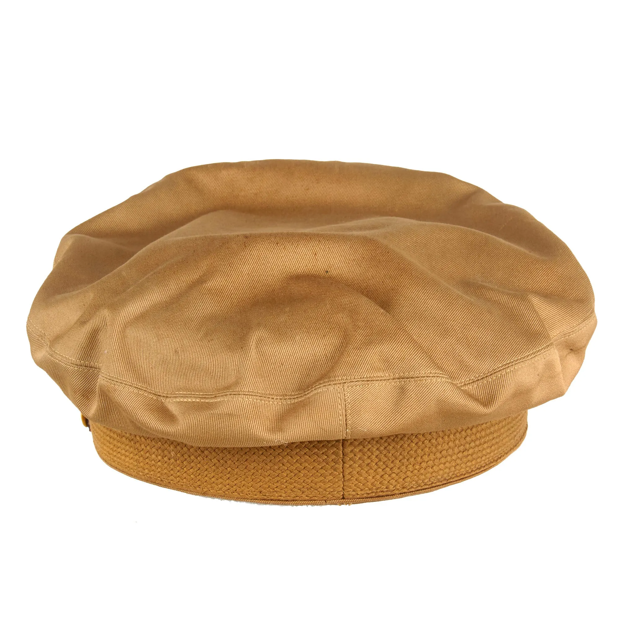 Original U.S. WWII Army Air Force Officer Tan Crusher Cap by Raleigh Haberdasher With ANB-H-1 Headset - Size 7 ¼