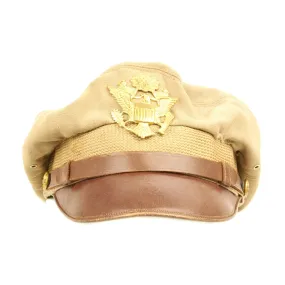 Original U.S. WWII USAAF Named Officer Khaki Crush Cap By Bancroft - Drake Simoff