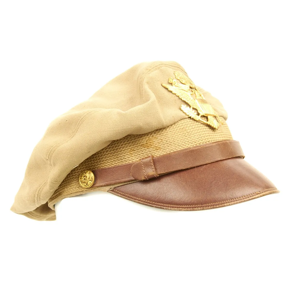 Original U.S. WWII USAAF Named Officer Khaki Crush Cap By Bancroft - Drake Simoff